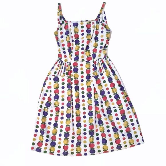 š£HOSTāPICKš£āOOAKĀ BelgianāVintageāFruityāApronāDress - Picture 1 of 15